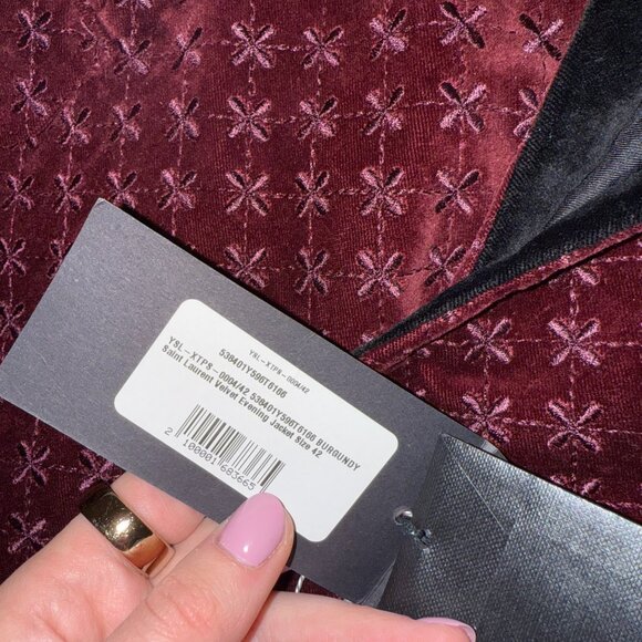 NWT Saint Laurent YSL Velvet Evening Blazer Jacket In Burgundy Sz 42 - Picture 3 of 11